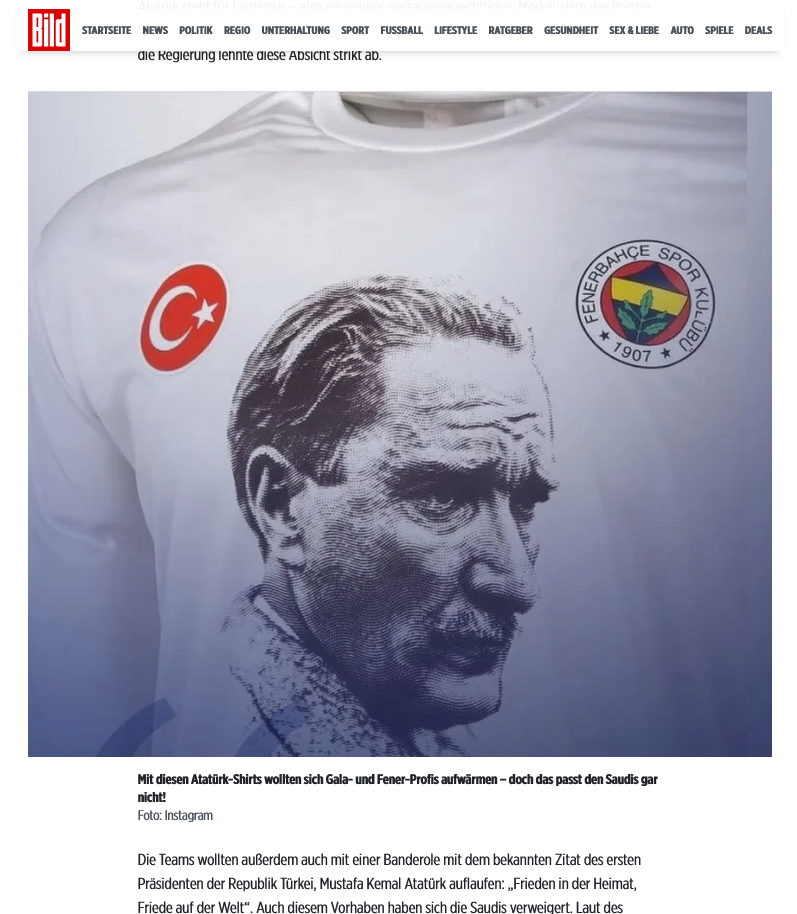 Türkiye Süper Kupası'ndaki kriz Avrupa'yı salladı: Çağdaş Atatürk, Suud'a uymadı