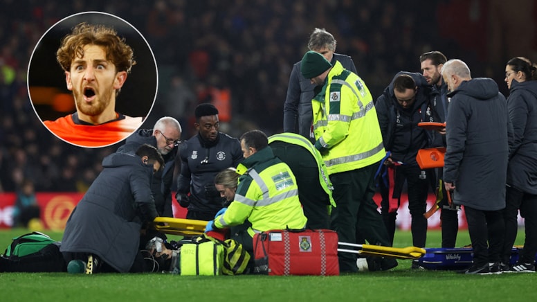 Premier Lig'de şok: Luton Town kaptanı Tom Lockyer maç sırasında yere yığıldı