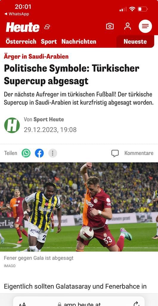 Türkiye Süper Kupası'ndaki kriz Avrupa'yı salladı: Çağdaş Atatürk, Suud'a uymadı