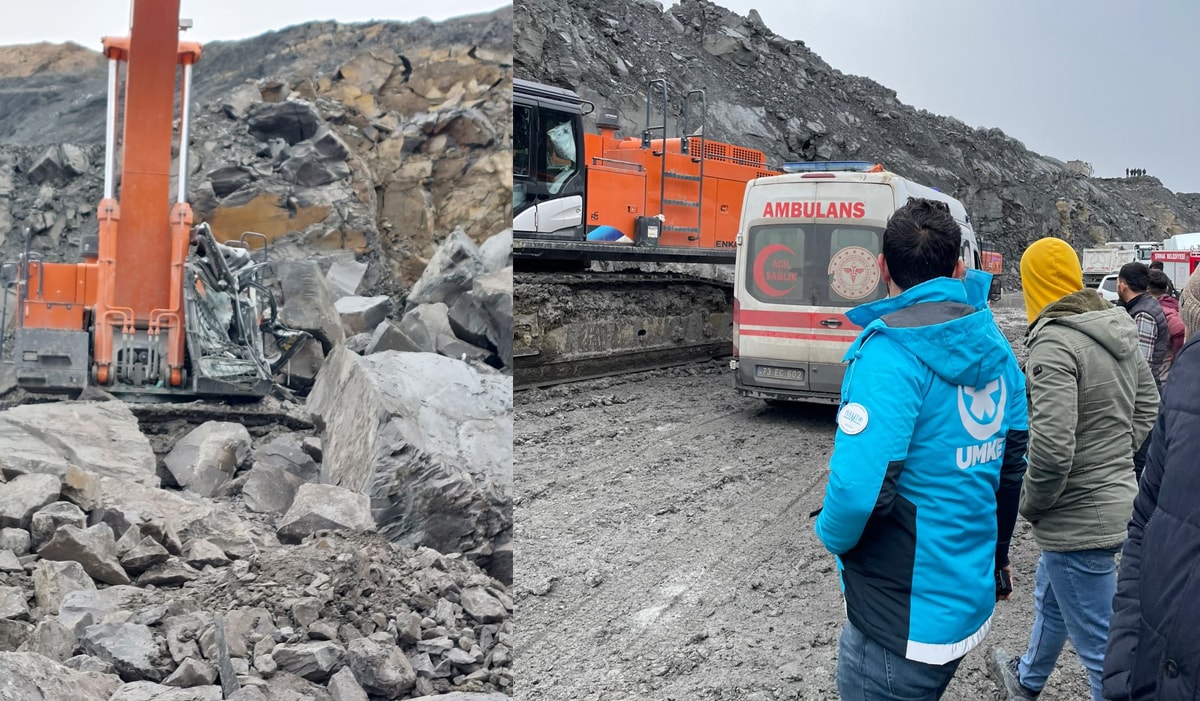 Tonlarca kaya kepçenin üzerine düştü