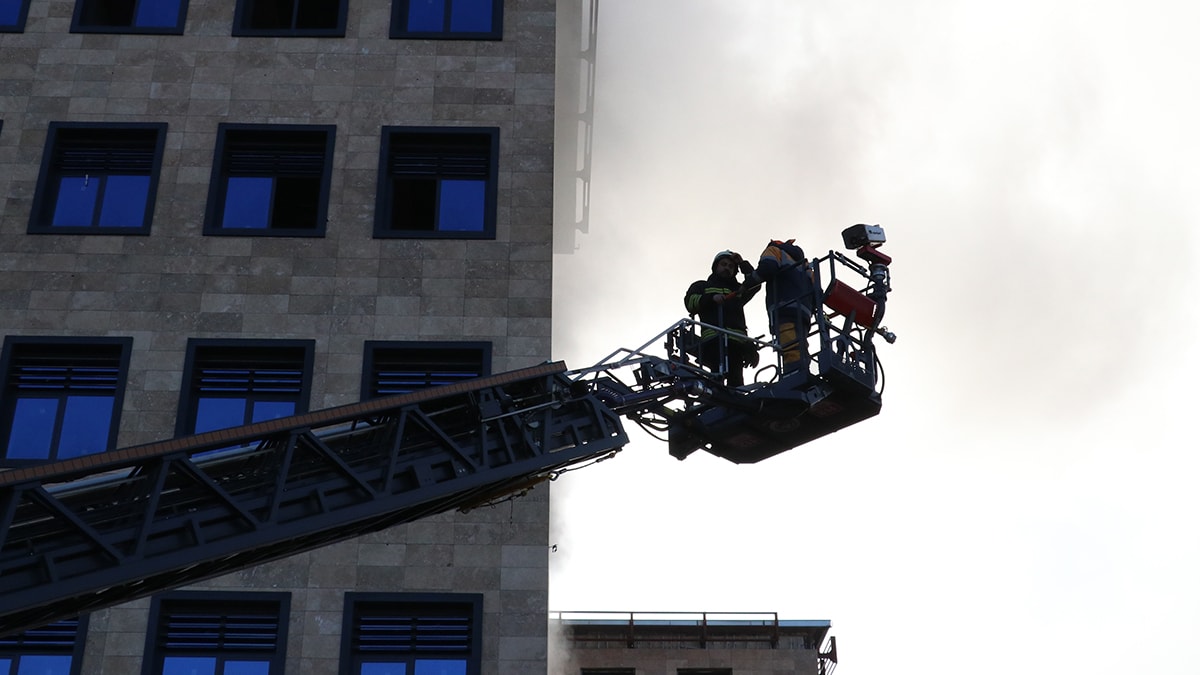 Sivas'ta hastane inşaatında yangın