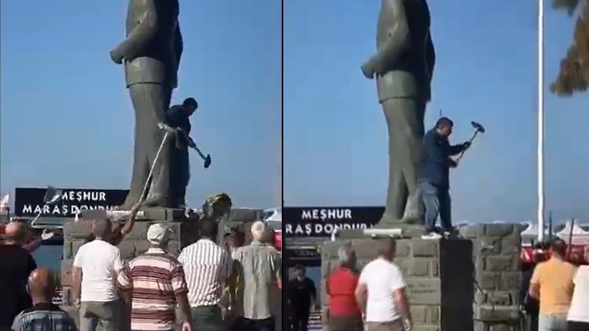 Balıkesir'de Atatürk heykeline balyozlu saldırıya vatandaş müdahalesi