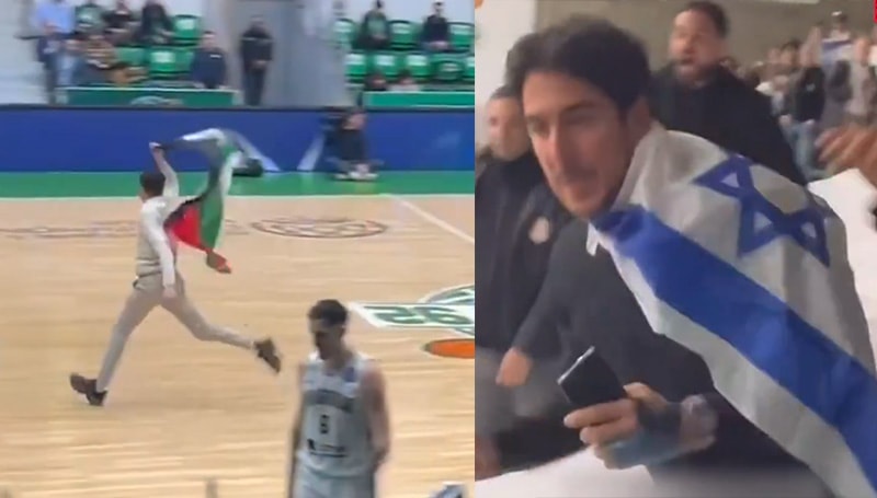 İsrailli taraftarlar Filistin bayraklı genci darp etti