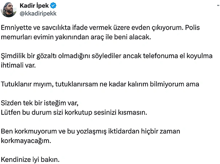 Asgari ücret mesajı yüzünden gözaltına alınıp serbest bırakılmıştı: Kadir  İpek Erdoğan'a hakaretten tutuklandı! - Sözcü