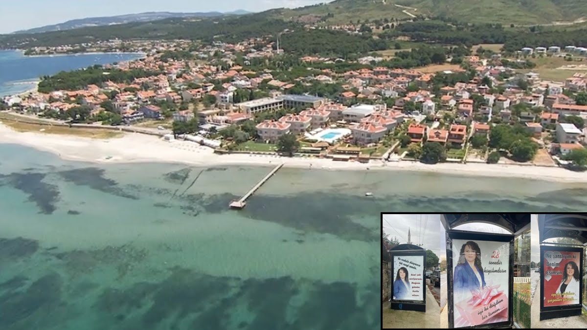 Muhtarın kocası durakları bu billboardlarla donattı