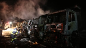 Taş ocağı yangın çıktı! İş makineleri küle döndü