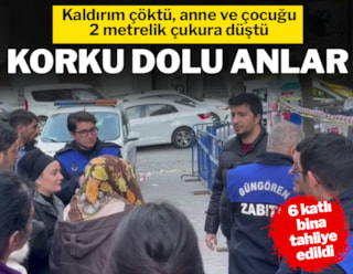 İstanbul'da korku dolu anlar: Kaldırım çöktü anne ve çocuğu içine düştü