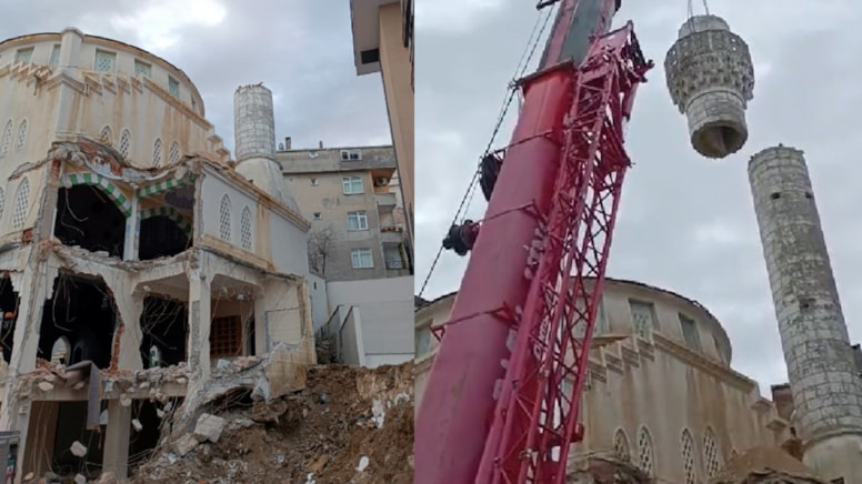 İstanbul'daki Mescid-i Aksa Camii'nin yıkımı başladı