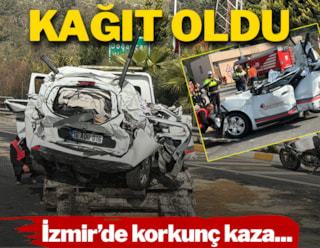 İzmir'de korkunç kaza: TIR'ların arasında 'kağıt' oldu