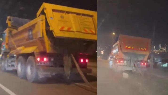 İstanbul'da hafriyat kamyonu tehlike saçtı