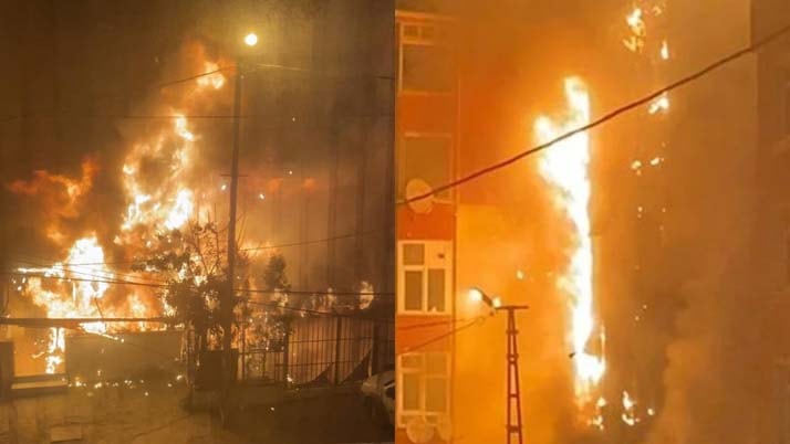 İstanbul'da korkutan yangın: 5 katlı bina kül oldu