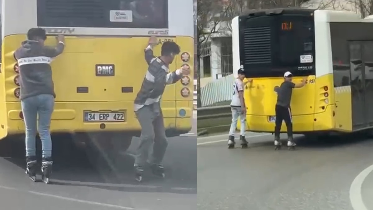 Ümraniye ve Fatih'te patenli gençlerden tehlikeli yolculuk