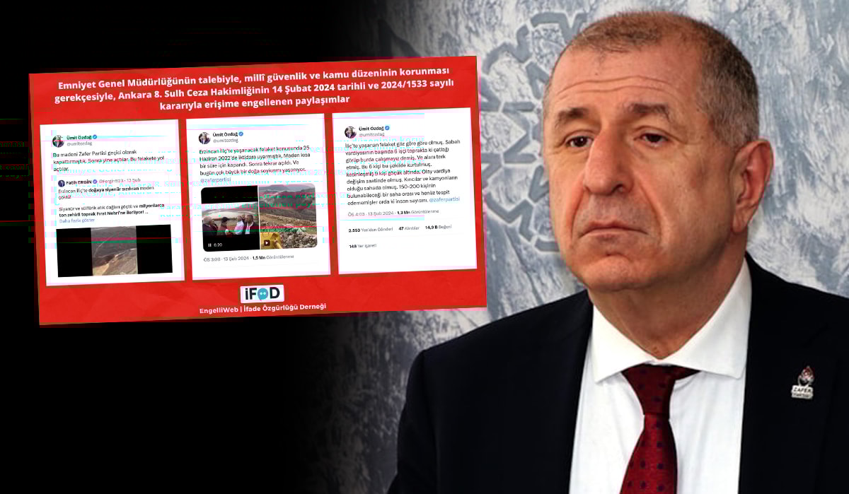 Ümit Özdağ'ın İliç paylaşımlarına erişim engeli