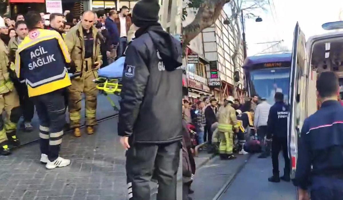 Sultanahmet'te tramvay yayaya çarptı