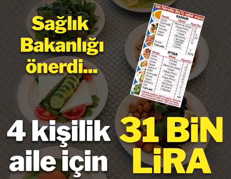 Bakanlığın iftar ve sahur menüsü milleti aç bırakır