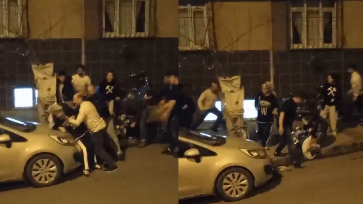 Komşu kavgasında sopalar havada uçuştu