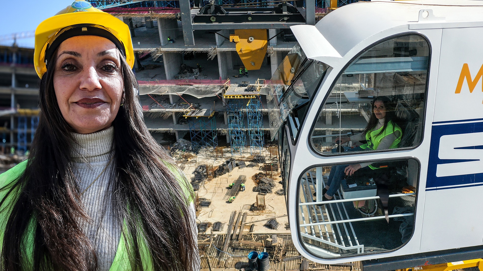 50 yaşındaki Songül azmetti, başardı... Dev vincin koltuğuna geçti