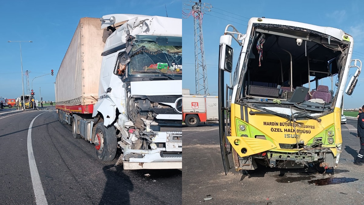 Mardin'de midibüs ile TIR çarpıştı: 18 yaralı