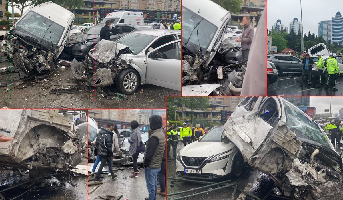 Beşiktaş'ta zincirleme kaza! 7 araç birbirine girdi