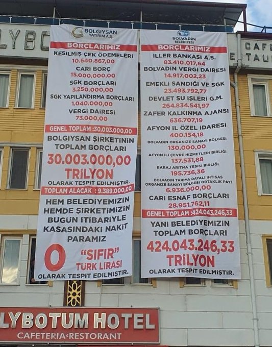 MHP'li Başkan AKP'li başkanın borçlarını astı - Resim : 1