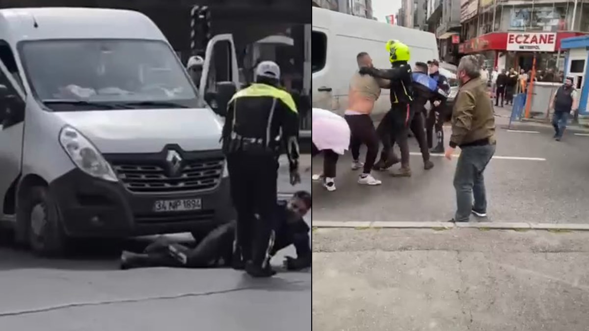 Tartıştığı zabıtayı kaputta sürükledi