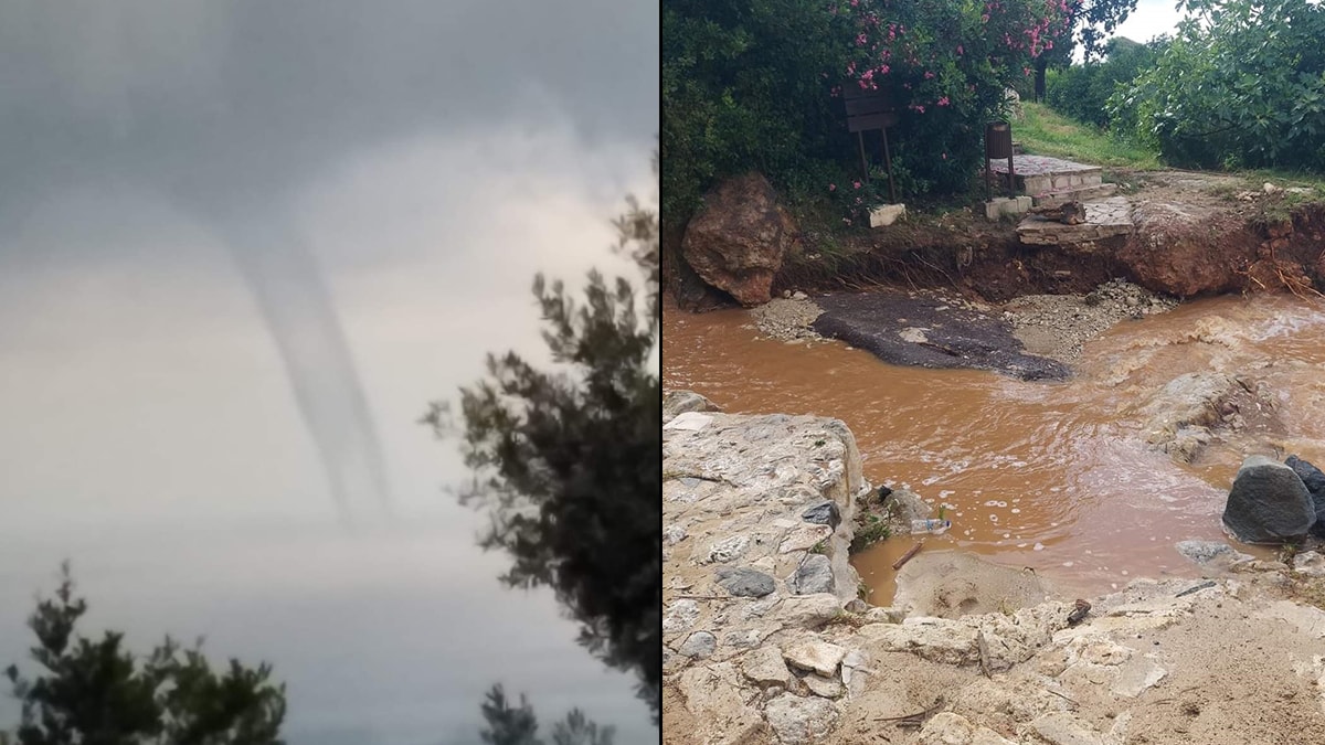 Deprem kentinde hortum ve sel