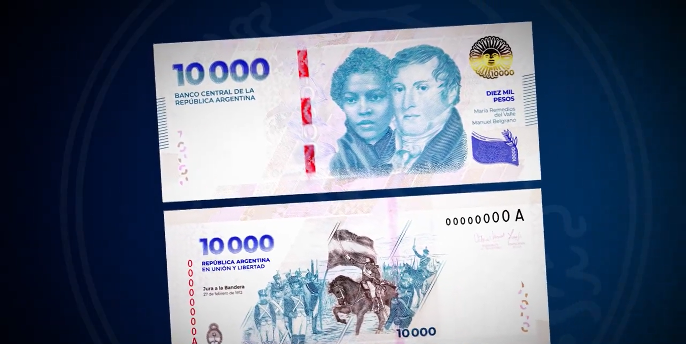 Arjantin'de 10 bin pesoluk banknotlar tedavüle çıktı
