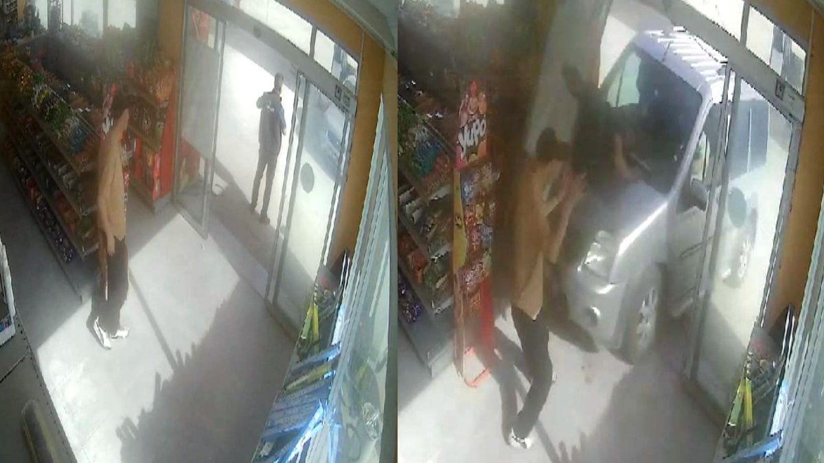 Husumetlisine çarpıp markete daldı: O anlar kamerada