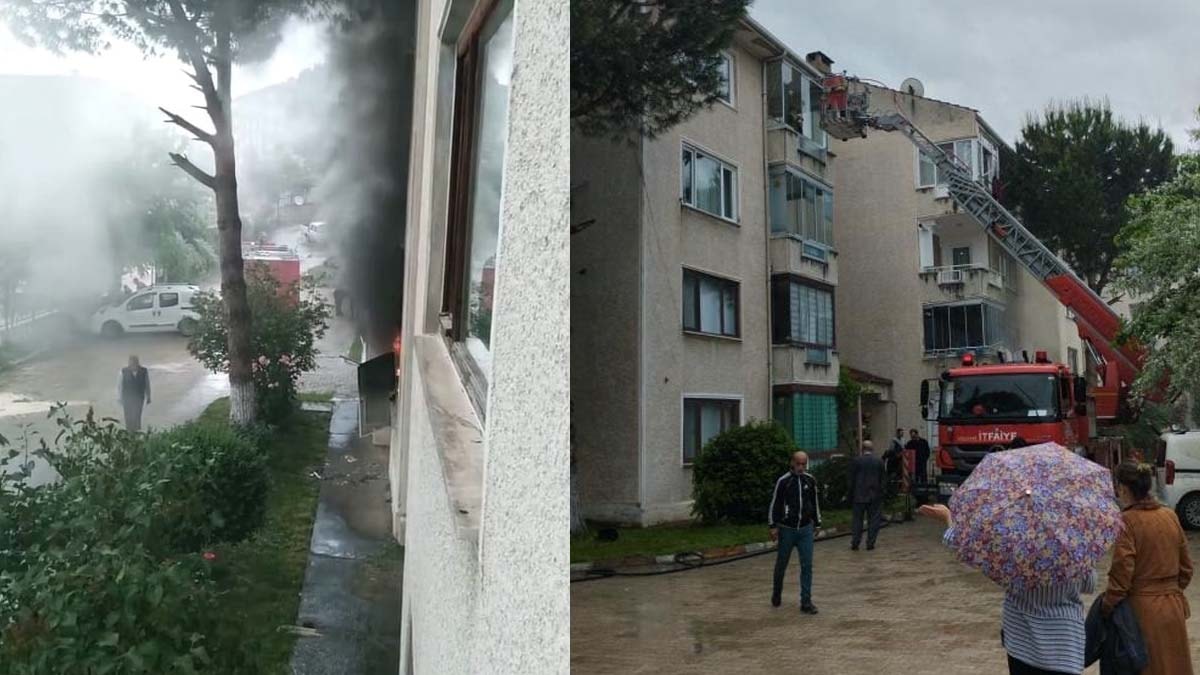 Yangında mahsur kalan kadın son anda kurtarıldı