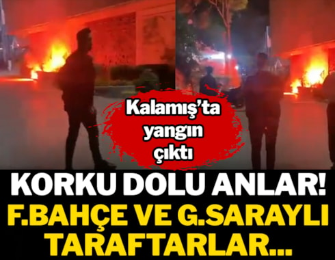Fenerbahçe ve Galatasaray taraftarları kapıştı! Yangın çıktı...
