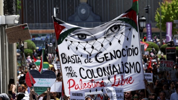 Madrid'de binlerce kişi Filistin için yürüdü