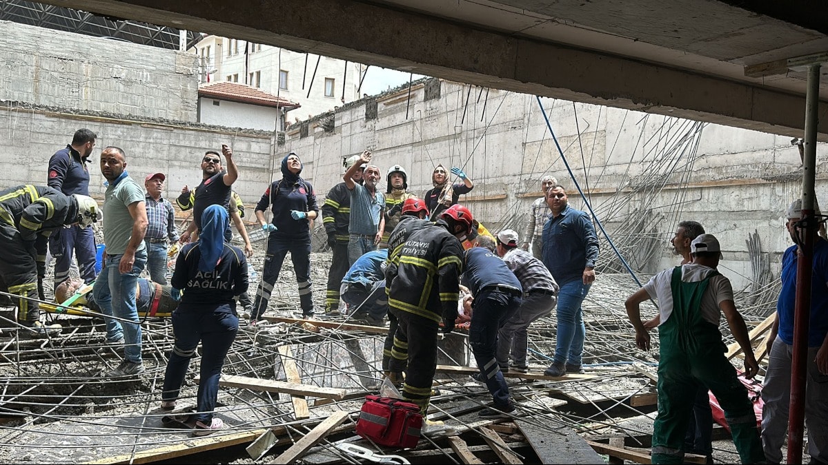 Okul inşaatında beton dökümü sırasında çökme: 5 işçi yaralı