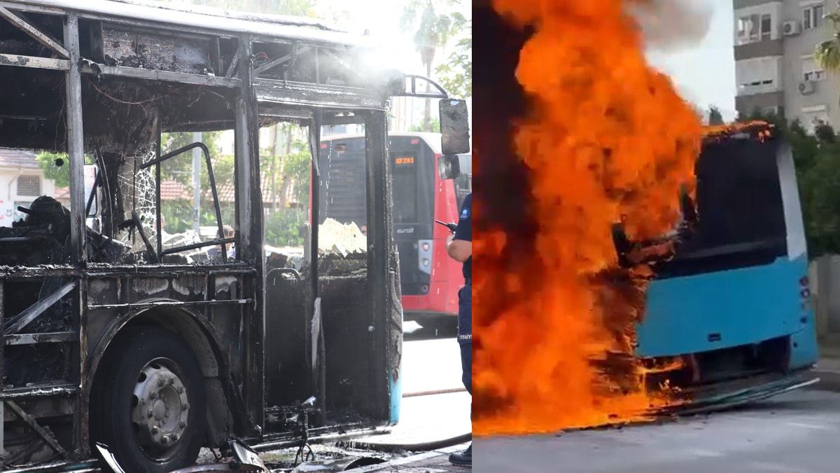 İçinde yolcular da vardı, halk otobüsü küle döndü