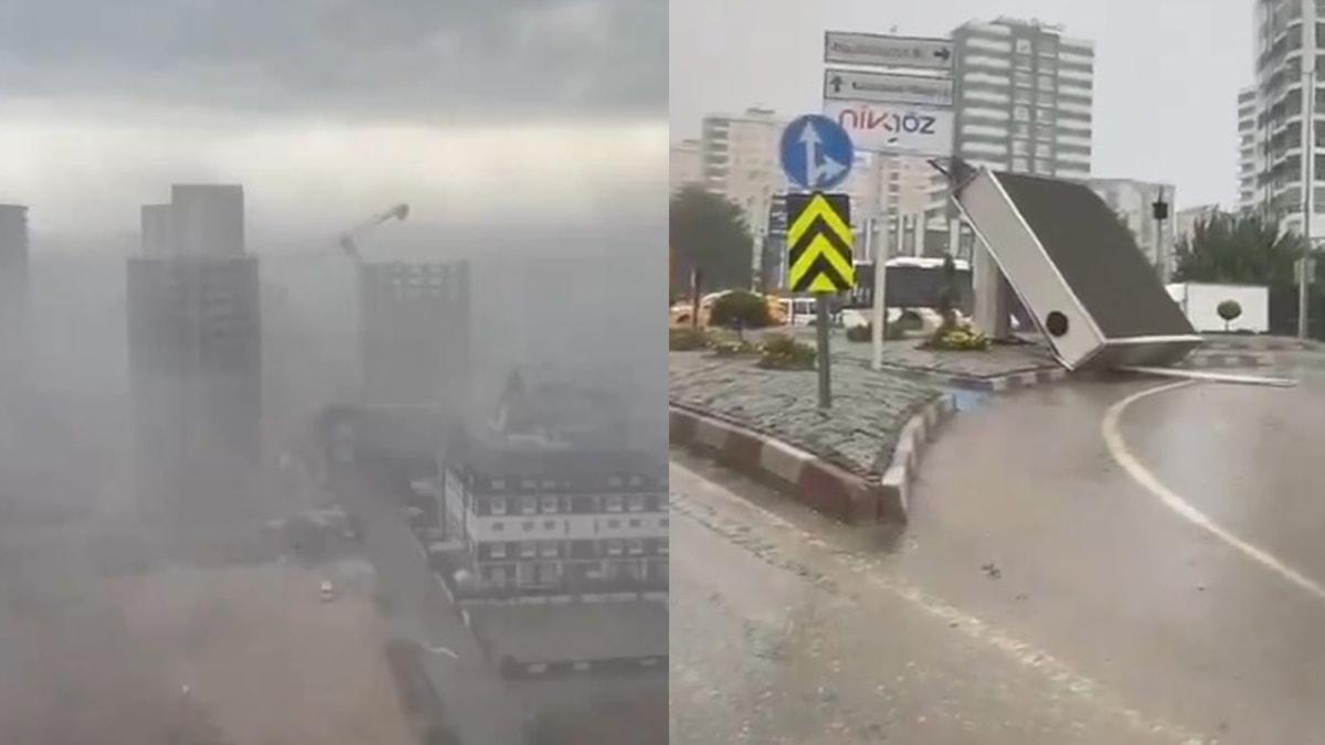 Kenti sağanak ve fırtına vurdu: Kule vinç ile ağaçlar devrildi