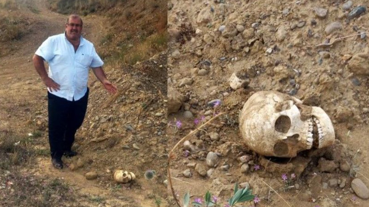 Heyelan sonrası insan kafatası ile kemikler bulundu