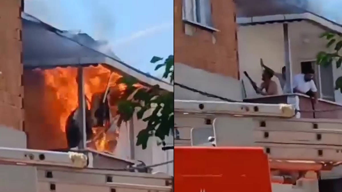 Ölümden döndüler: Yangından kaçtıkları balkonun tavanı çöktü