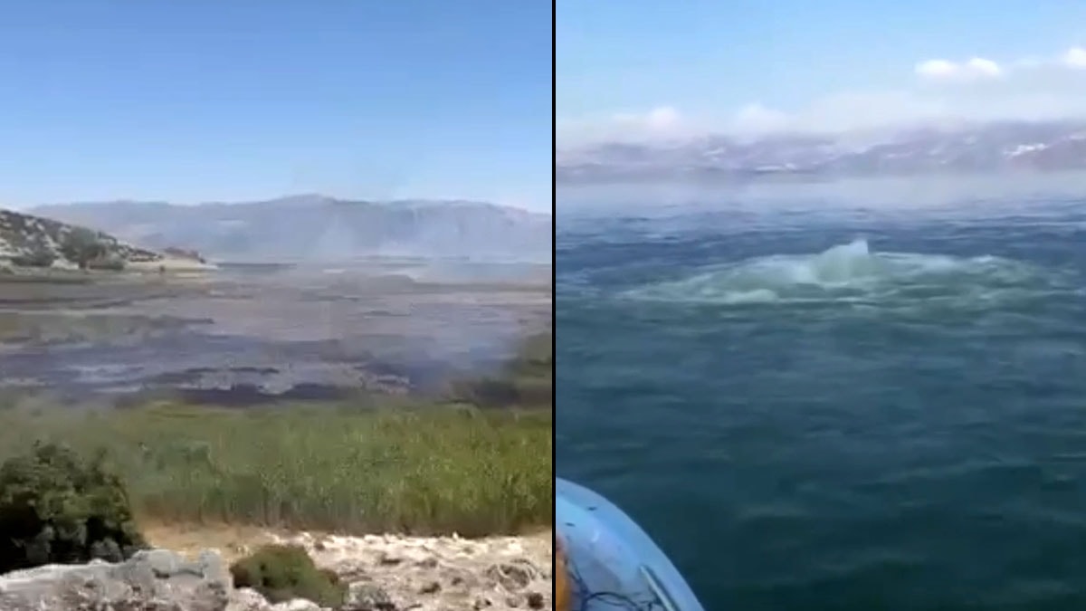 Eğirdir'de ürküten görüntüler... Göl fokur fokur kaynıyor