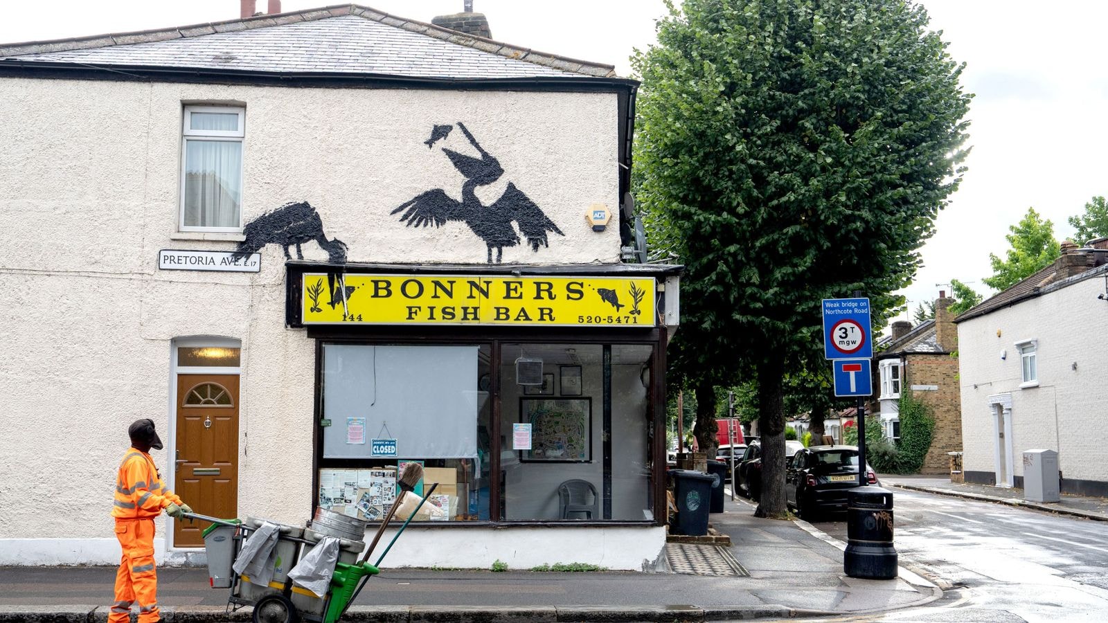 Beş günde beşinci eser... Banksy bu defa da pelikanlar bıraktı