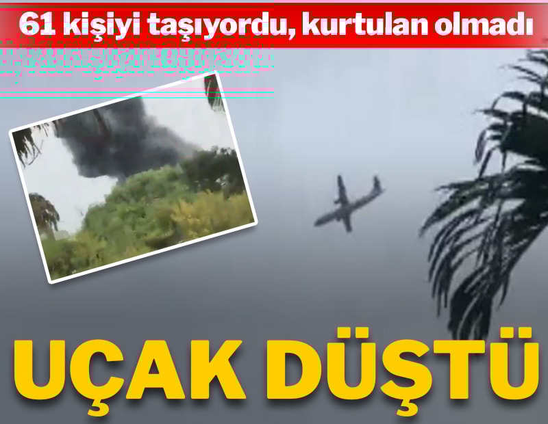 Uçak düştü, 61 kişi öldü
