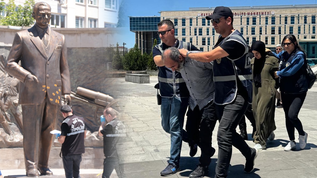 Atatürk Anıtı'na balta ile saldıran dayı ile yeğene tahliye