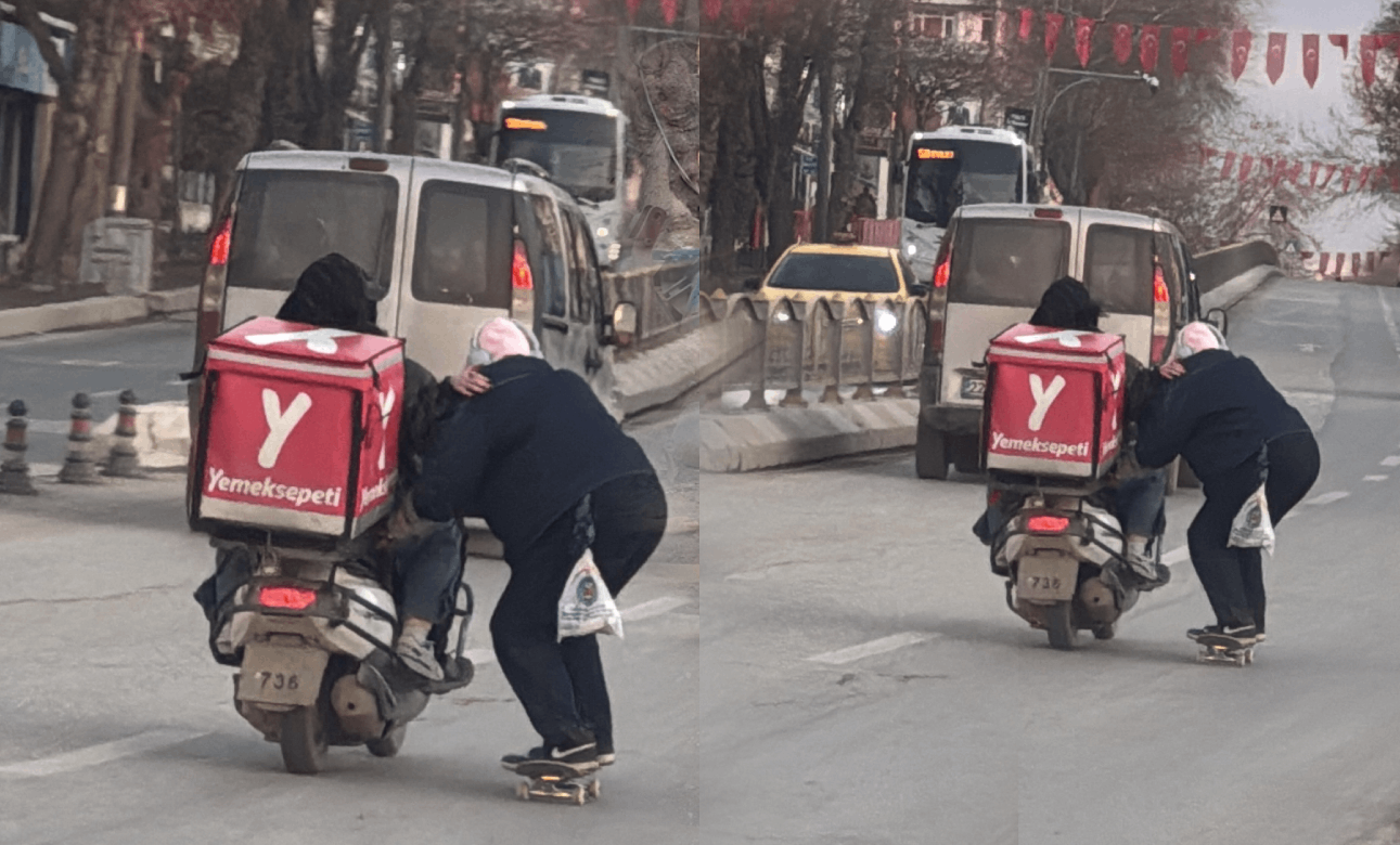 Motokuryeye tutunup canını hiçe saydı: Tehlikeli yolculuk kamerada