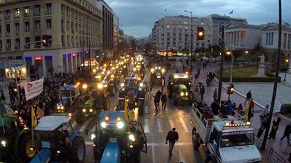 Yunanistan'da çiftçiler eylem yaptı