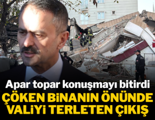 El arrebato del gobernador frente al edificio derrumbado lo hizo sudar: terminó su discurso a toda prisa.