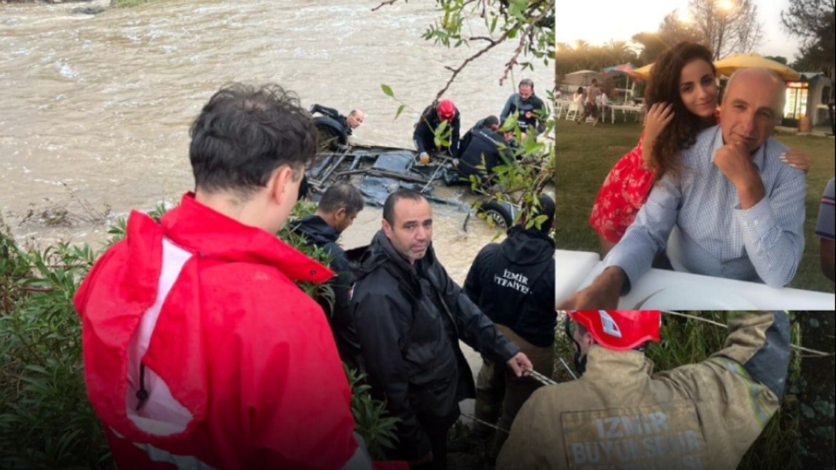 Kızıyla konuşurken sel sularına kapıldı