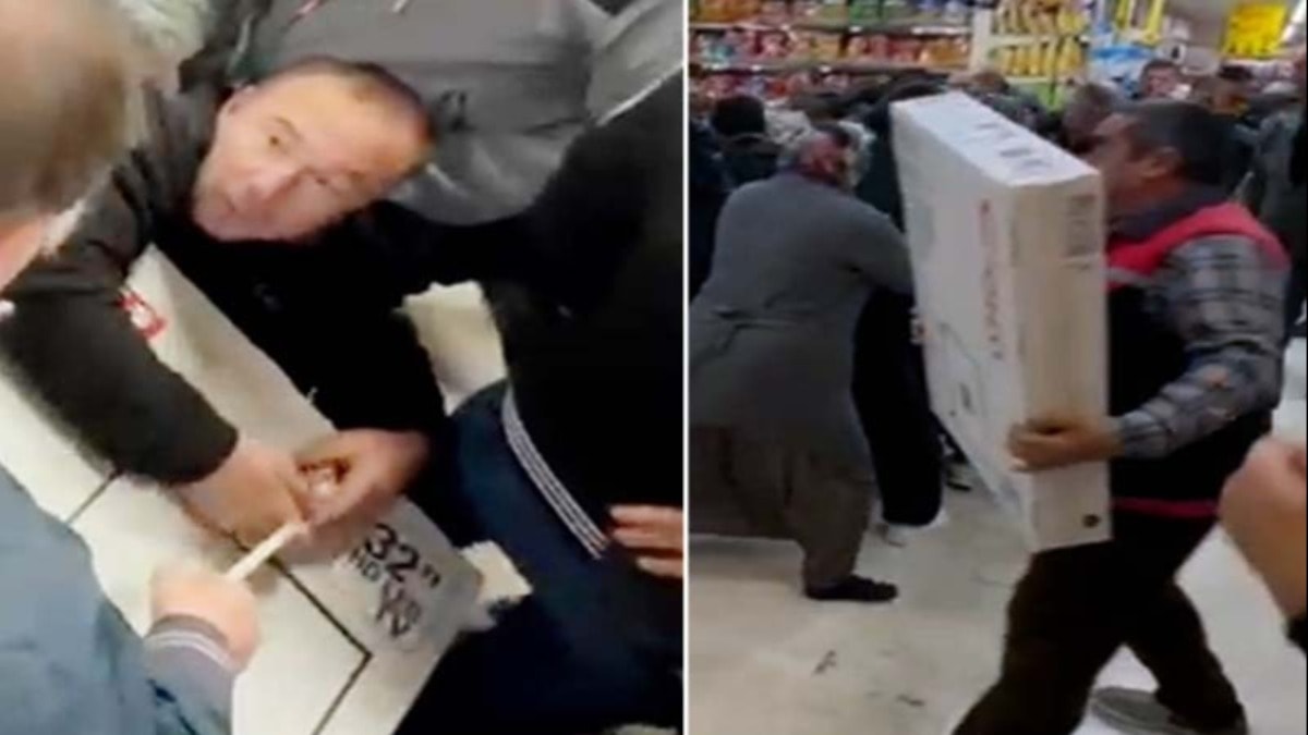 Bin liralık televizyon için birbirlerini ezdiler!