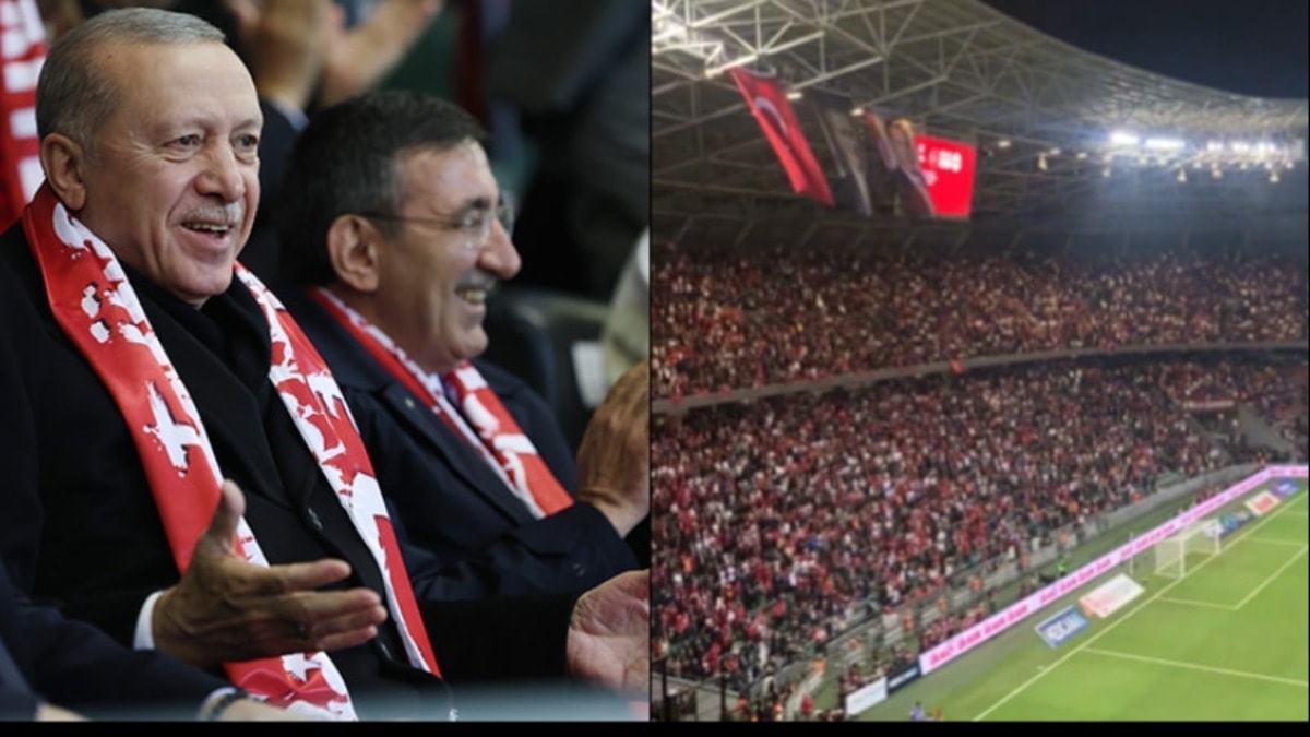 Stadyumda Erdoğan'ın önünde Öcalan protestosu