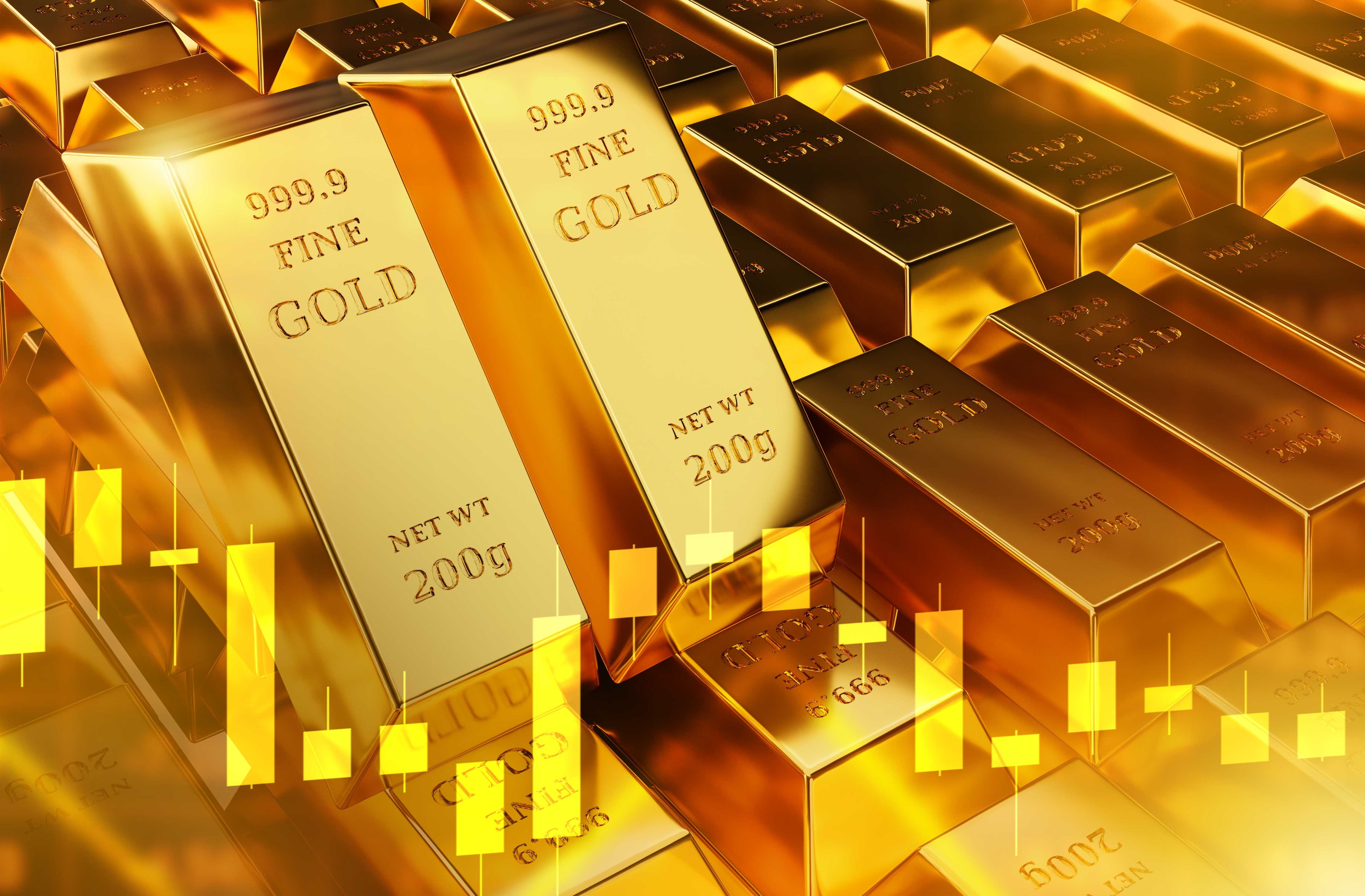 Altın külçeleri ve yatırım grafiği