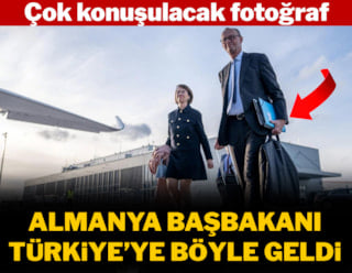 Mit Koffer, Computer und Akte in der Hand! So kam der deutsche Bundeskanzler in der Türkei an.