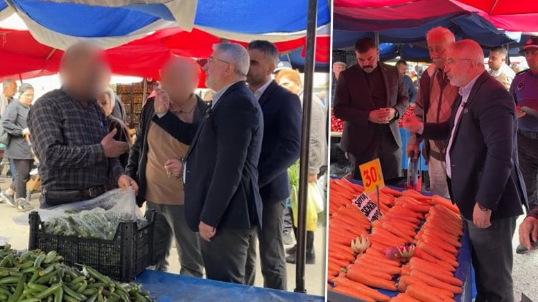 Belediye başkanıyla pazarcılar arasında sert tartışma: 'Azrail misin?' diye bağırdı...