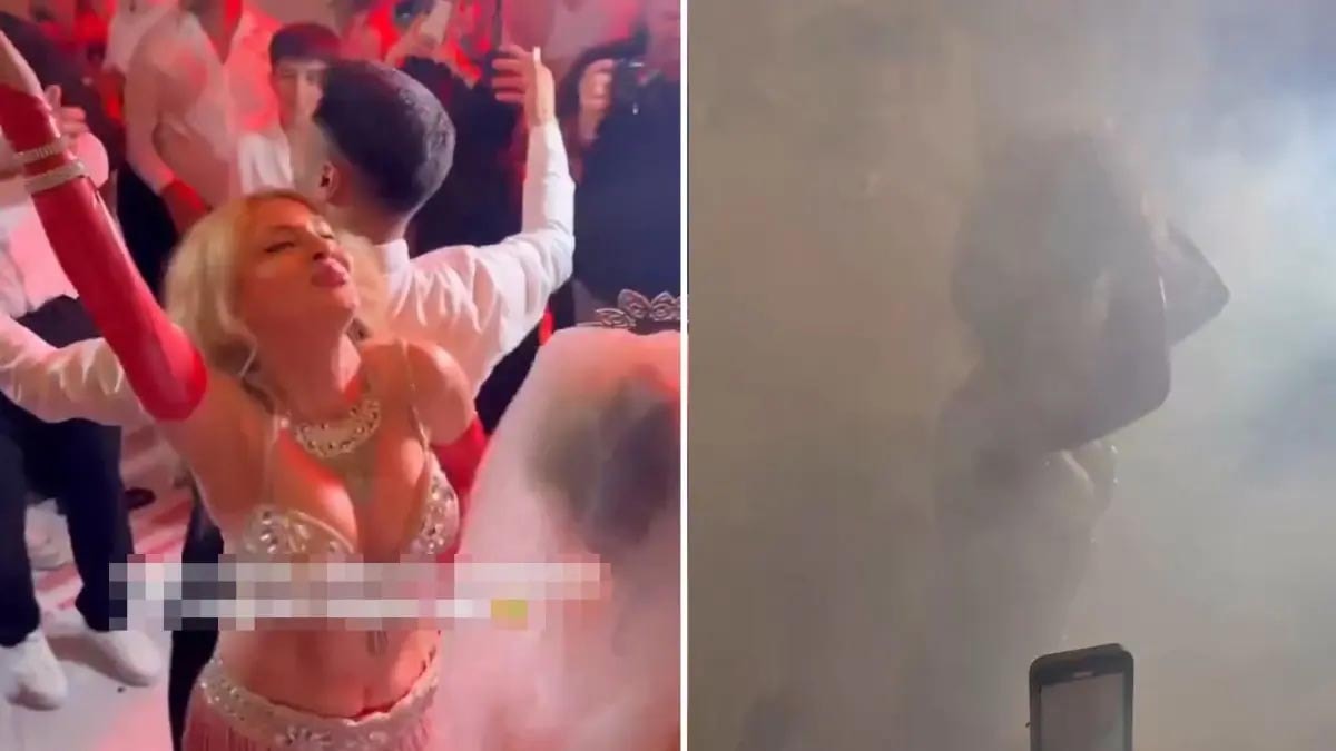 Düğündeki görüntüler olay oldu! Gelinden damada dansöz jesti